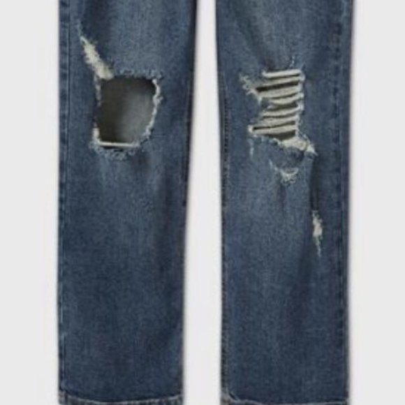 👖 Women's Super-High Rise Distressed Straight Jeans - Wild Fable- DARK Wash 18 - Picture 2 of 8